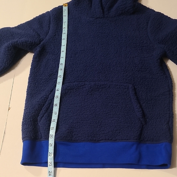 Lands End Kids Unisex Blue Hooded, Pockets Fleece Pullover Jacket NWT L 10-12 - Picture 8 of 10